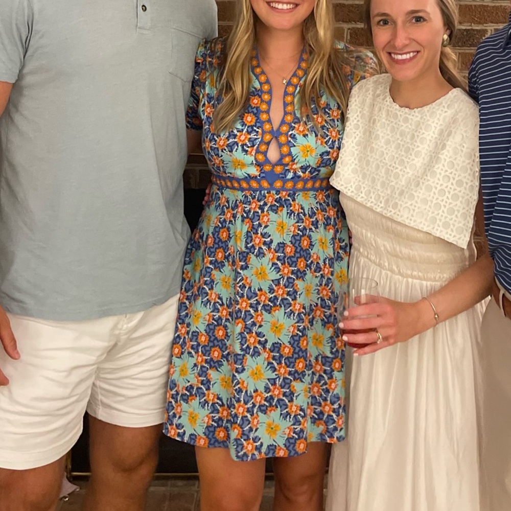 Saloni Floral Blue and Orange Dress